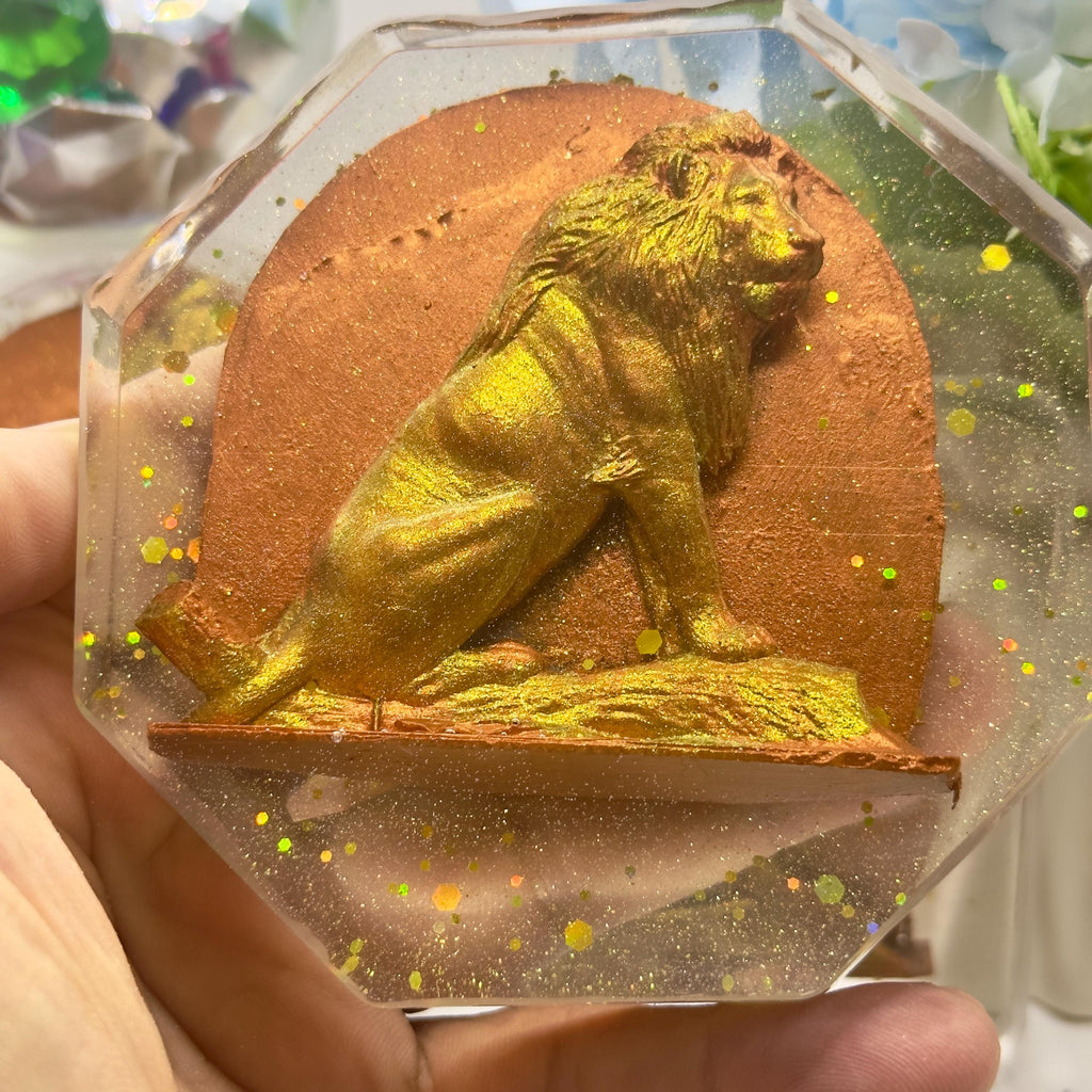 3D Lion Resin Coaster – Handmade Lion Lover Gift, Wildlife Decor, Safari Animal Accessory