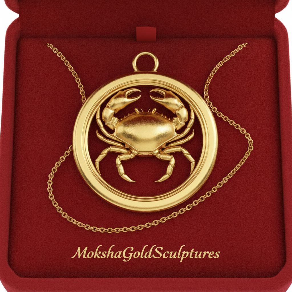 Cancer Zodiac Crab Pendant Necklace, 25mm Astrology Necklace, Cancer Constellation Jewellery, 9K Gold, Sterling Silver or Yellow Brass, Zodiac Gift