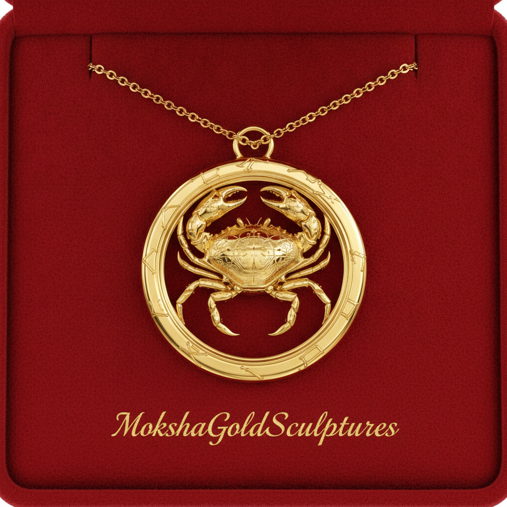Cancer Zodiac Crab Pendant Necklace, 30mm Astrology Necklace, Cancer Constellation Jewellery, 9K Gold, Sterling Silver or Yellow Brass, Zodiac Gift