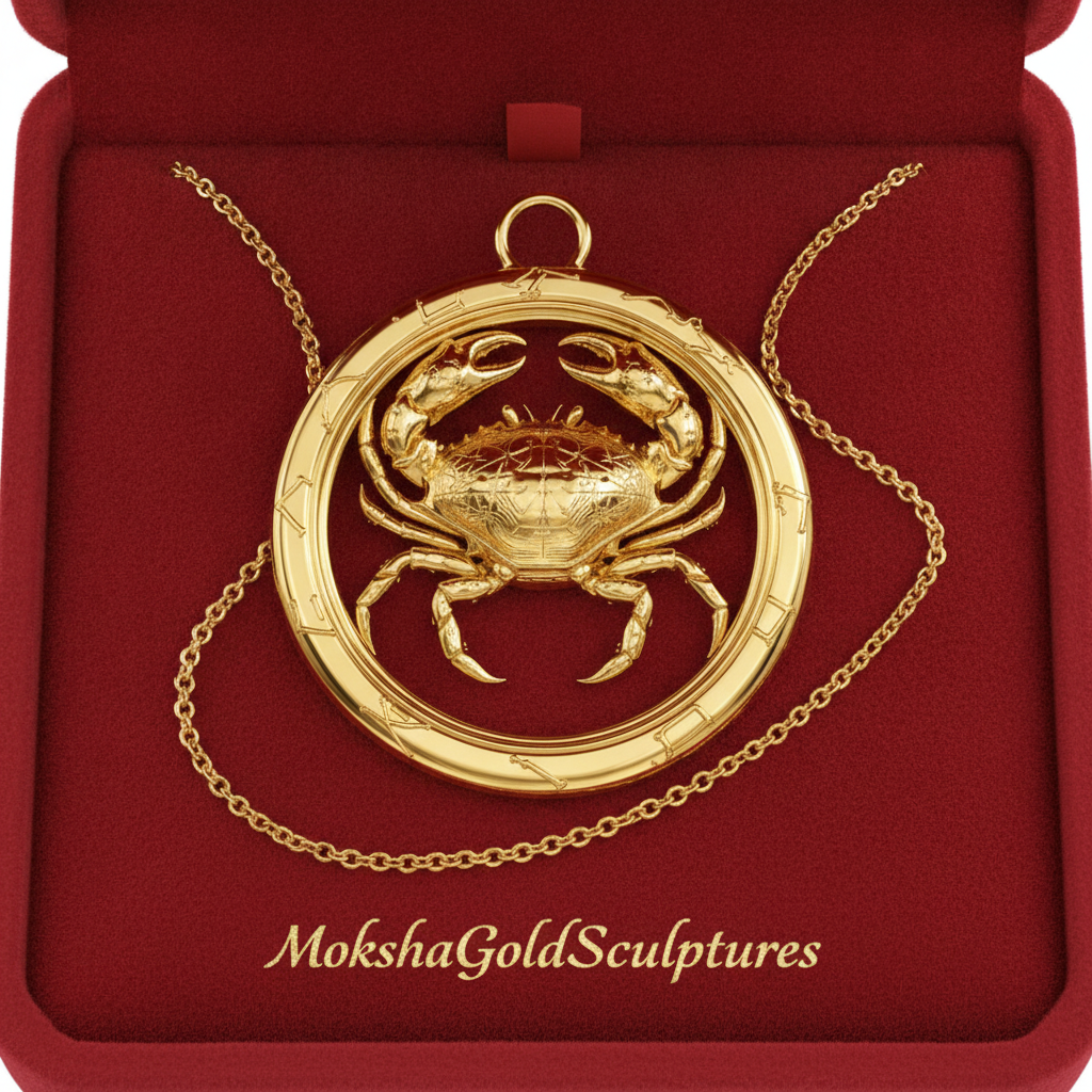 Cancer Zodiac Crab Pendant Necklace, 30mm Astrology Necklace, Cancer Constellation Jewellery, 9K Gold, Sterling Silver or Yellow Brass, Zodiac Gift