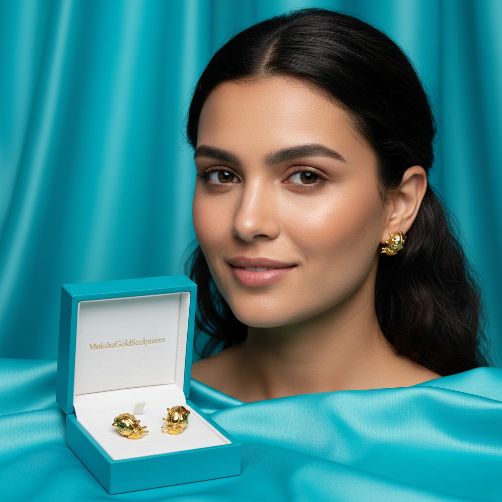 Ladybird Stud Earring – 8mm Miniature Nature-Inspired Stud in Gold