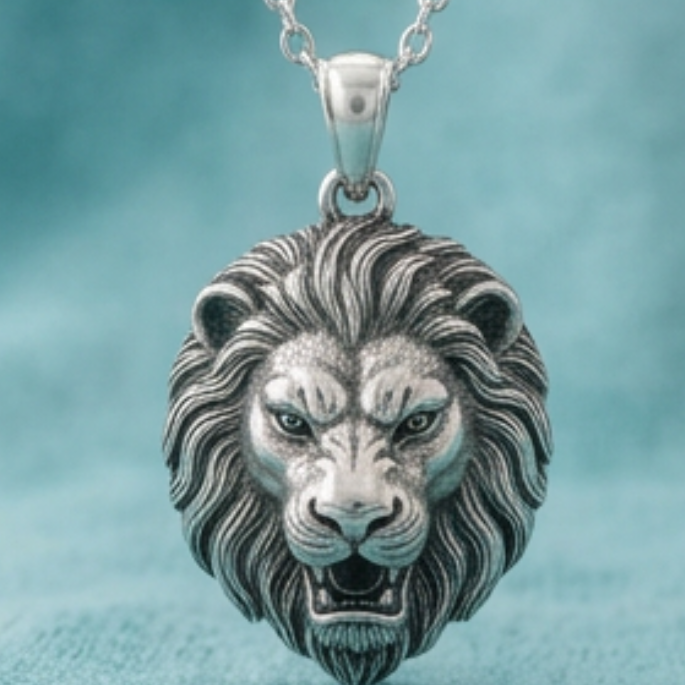 Lion Head Pendant Yellow Gold Rose Gold White Gold Statement Animal Jewelry 20mm Unisex Pendant