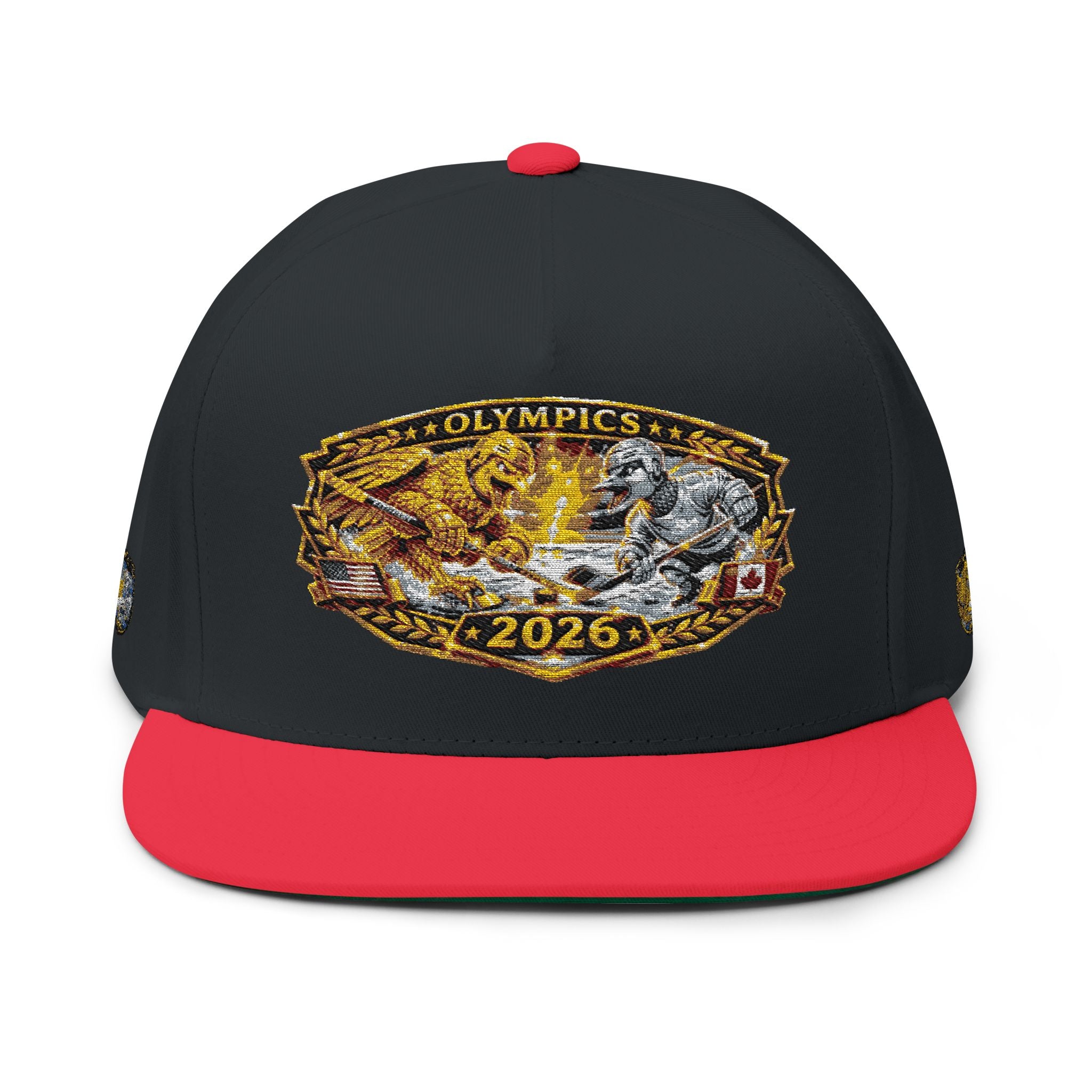 Embroidered 2020 Olympics Flat Bill Cap — Gold Laurel Athlete Patch
