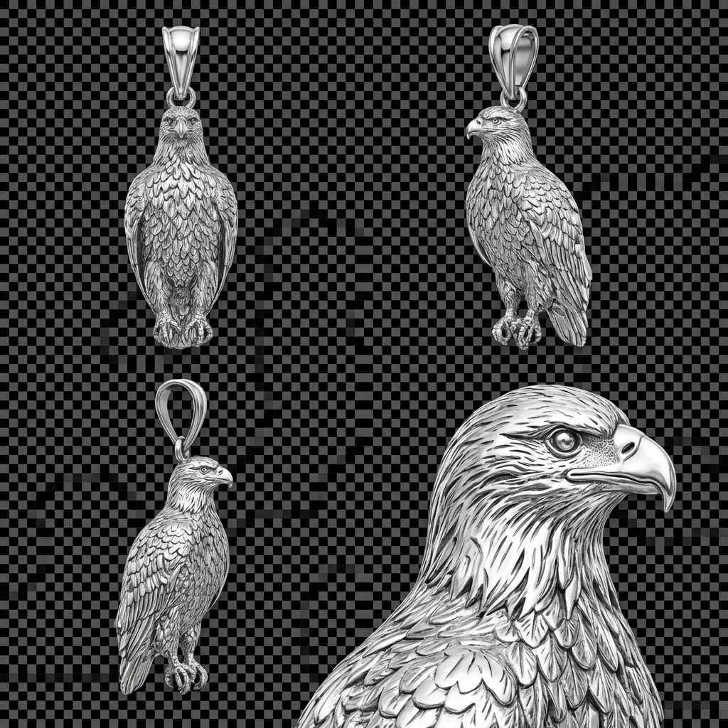 Bald Eagle Pendant with Bail – Gold, Silver & Brass Jewelry, Wildlife Animal Charm, Handmade Gift for Animal Lovers and Collectors