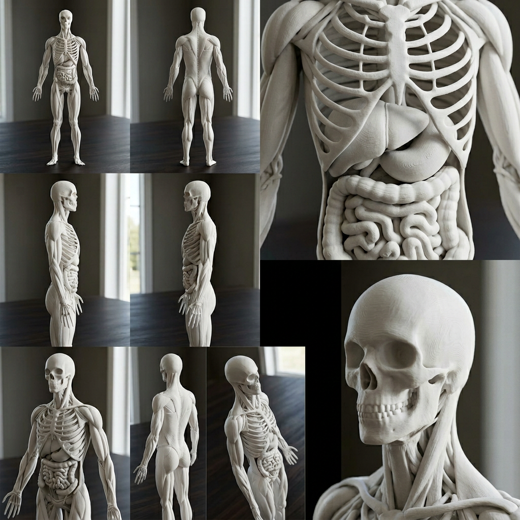 Human Anatomy Model 3D Print – Skeleton & Organs Figure | Educational Medical Model | PLA Nylon Resin | Desk Decor | Anatomy Gift