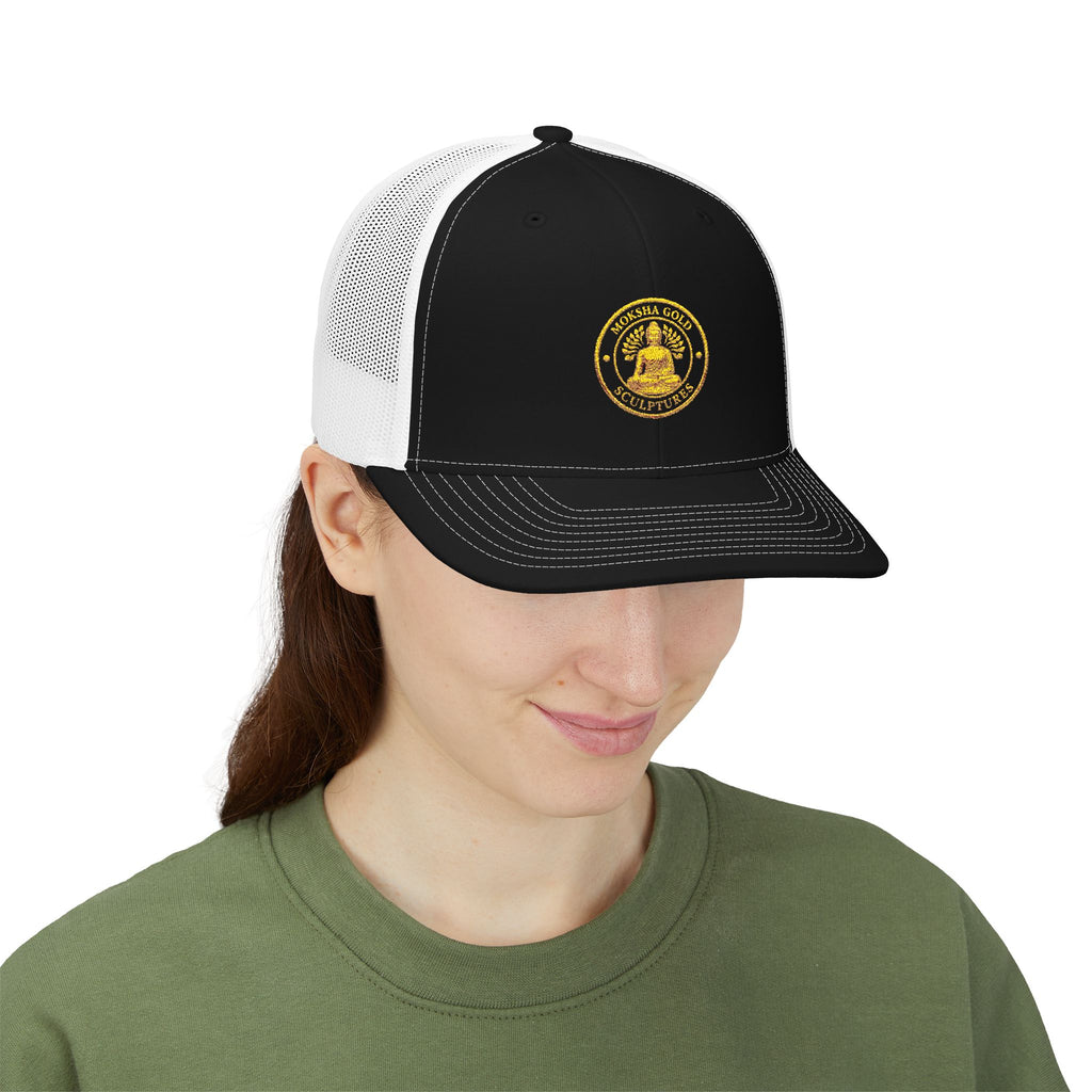 Embroidered Trucker Cap — Classic Gold Crest Snapback