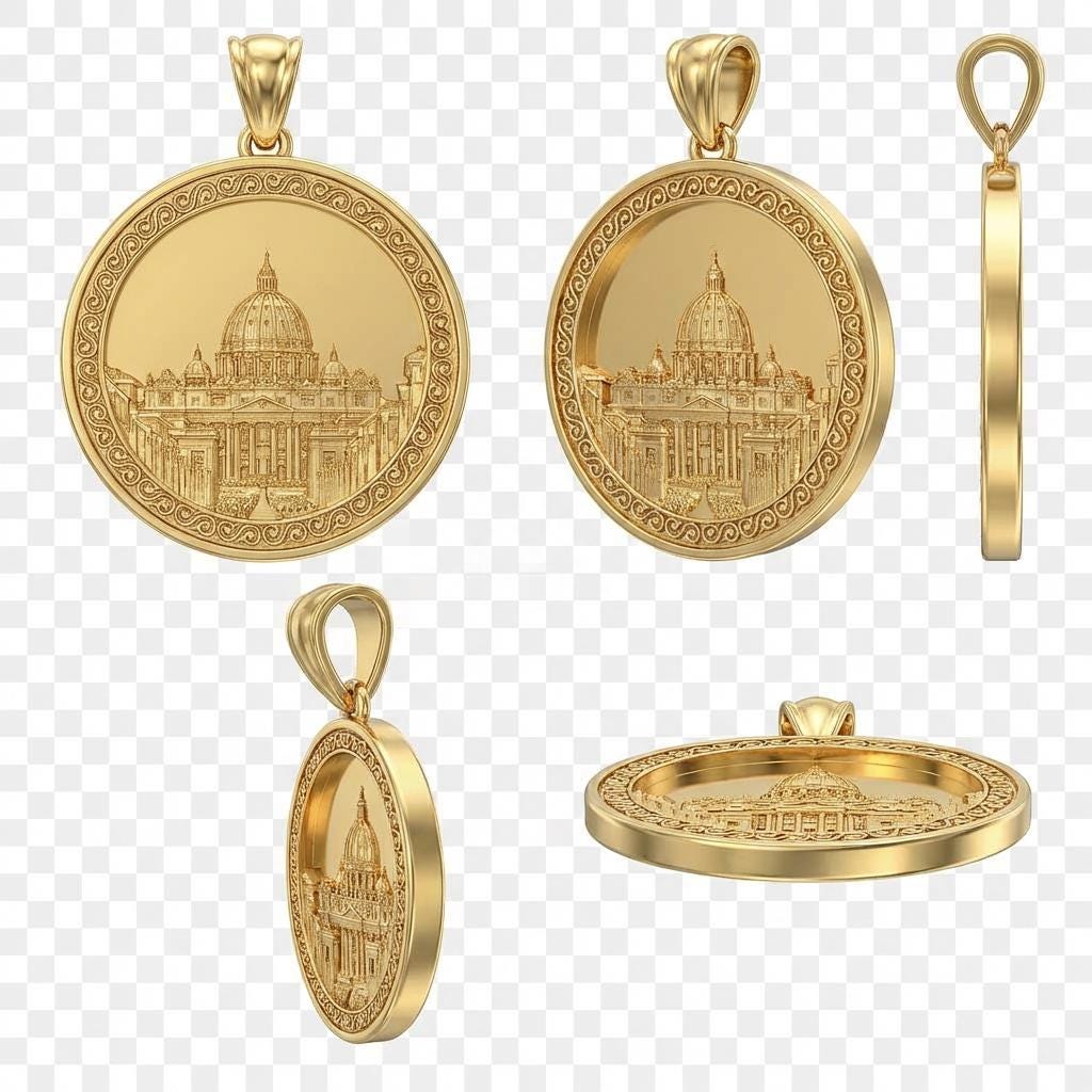Elegant St. Peter’s Basilica Necklace Pendant – Vatican Landmark Jewelry