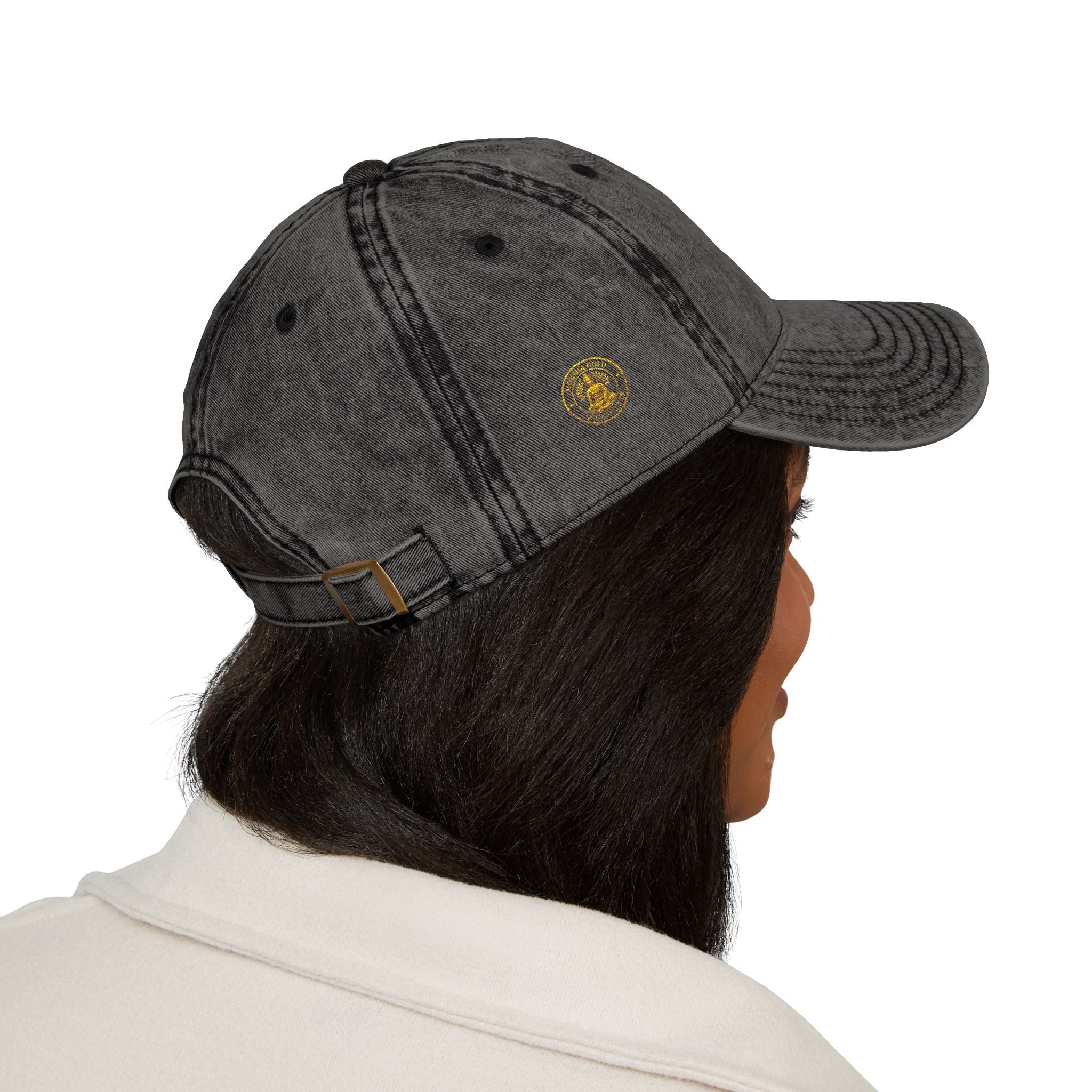 Vintage Embroidered Cap – Gold Seal Logo Hat