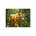 Golden Jungle Tiger Wall Art – Polished Gold Tiger Poster Luxury Wildlife Decor