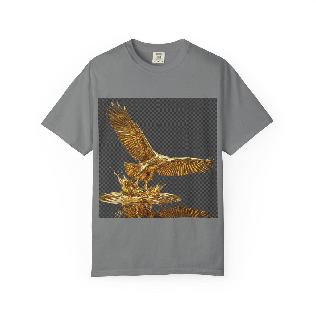 Bald Eagle with Splash  3D Gold Print Wildlife T-Shirt, Majestic American Predator Design