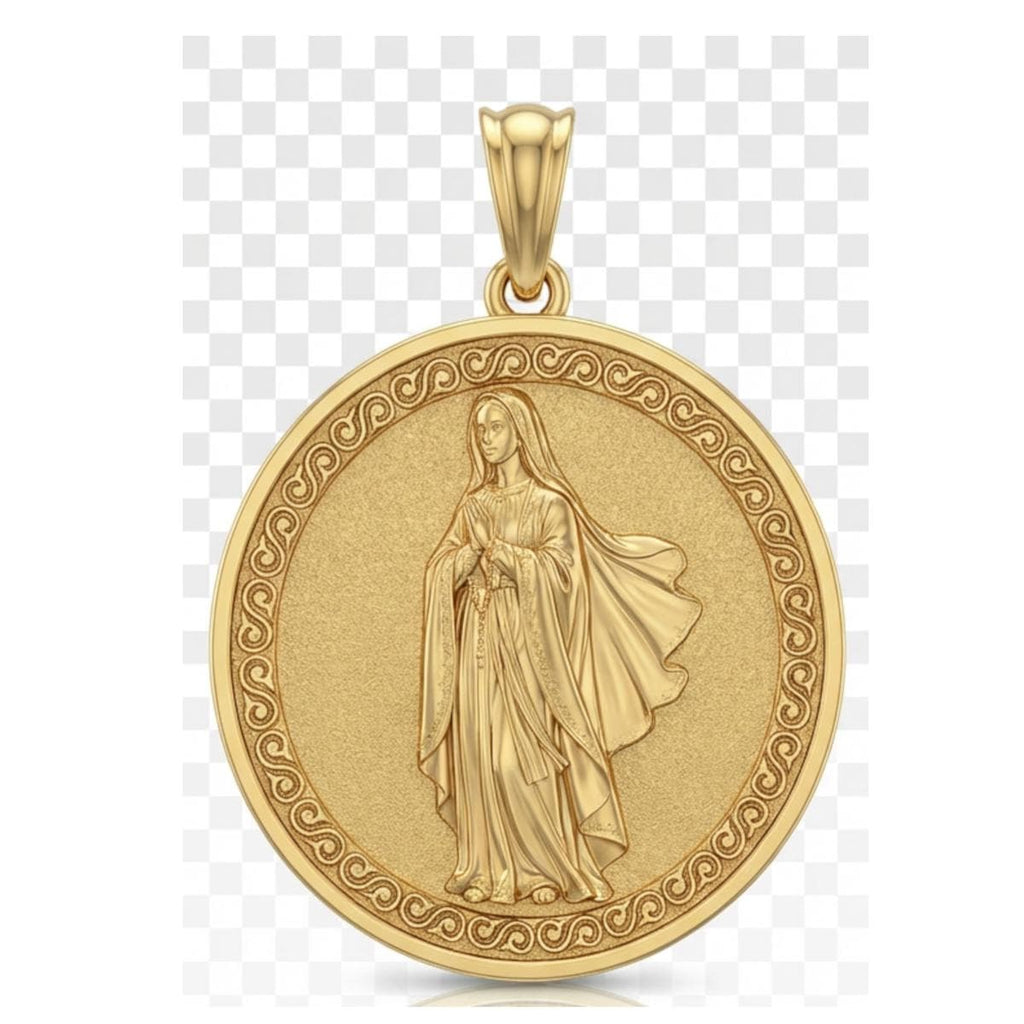 Mary with Rosary Pendant Necklace – Virgin Mary Catholic Jewelry Gift – Religious Christian Devotional Jewelry