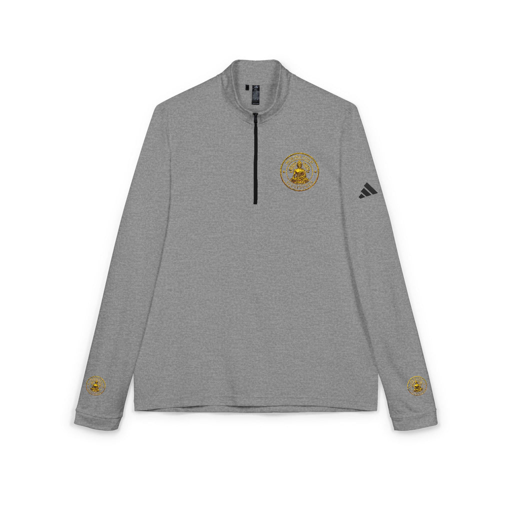 Embroidered adidas Quarter-Zip Pullover — White Performance Jacket with Crest