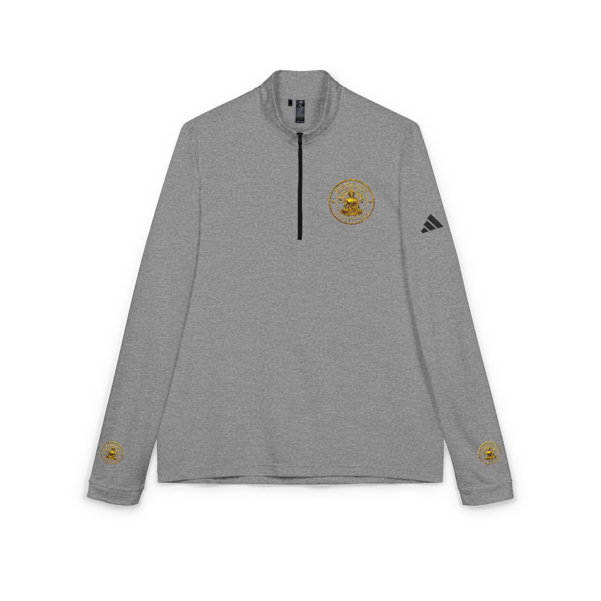 Embroidered adidas Quarter-Zip Pullover — White Performance Jacket with Crest