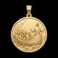 Jesus Calming the Storm Pendant – 3D Religious Necklace in Gold or Sterling Silver, Symbol of Faith and Hope
