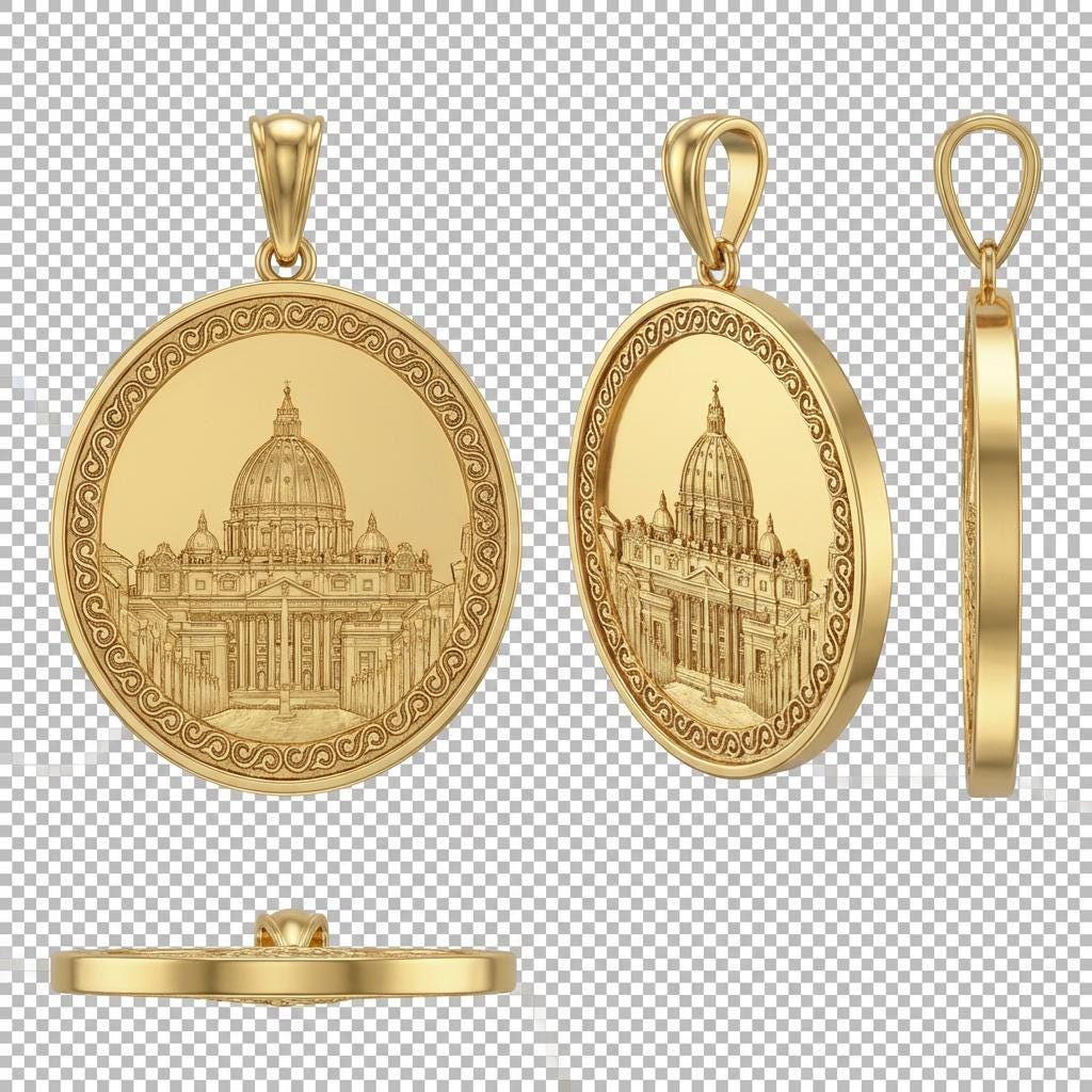Elegant St. Peter’s Basilica Necklace Pendant – Vatican Landmark Jewelry
