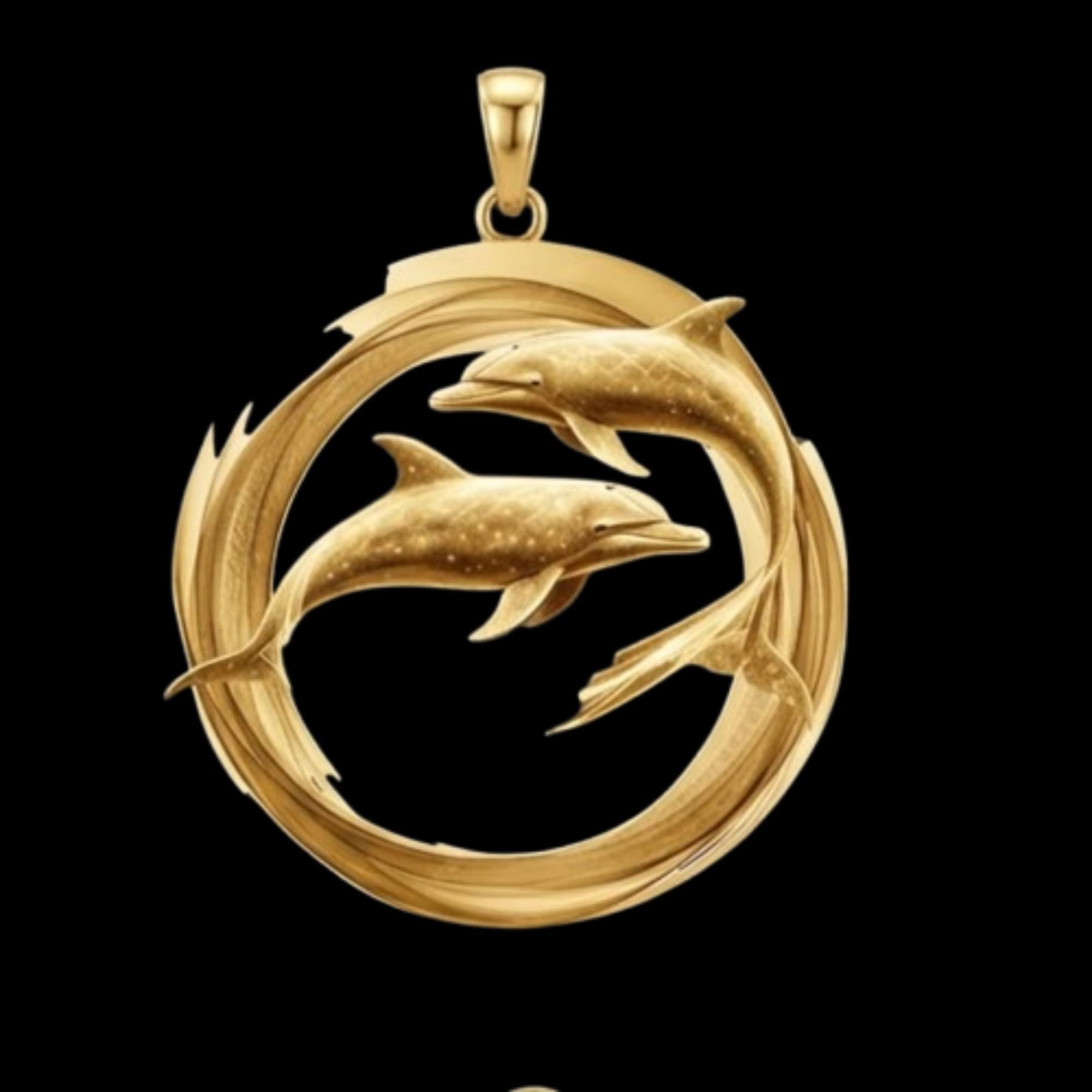 Gold Dolphin Pendant Necklace – Sterling Silver Ocean Jewelry