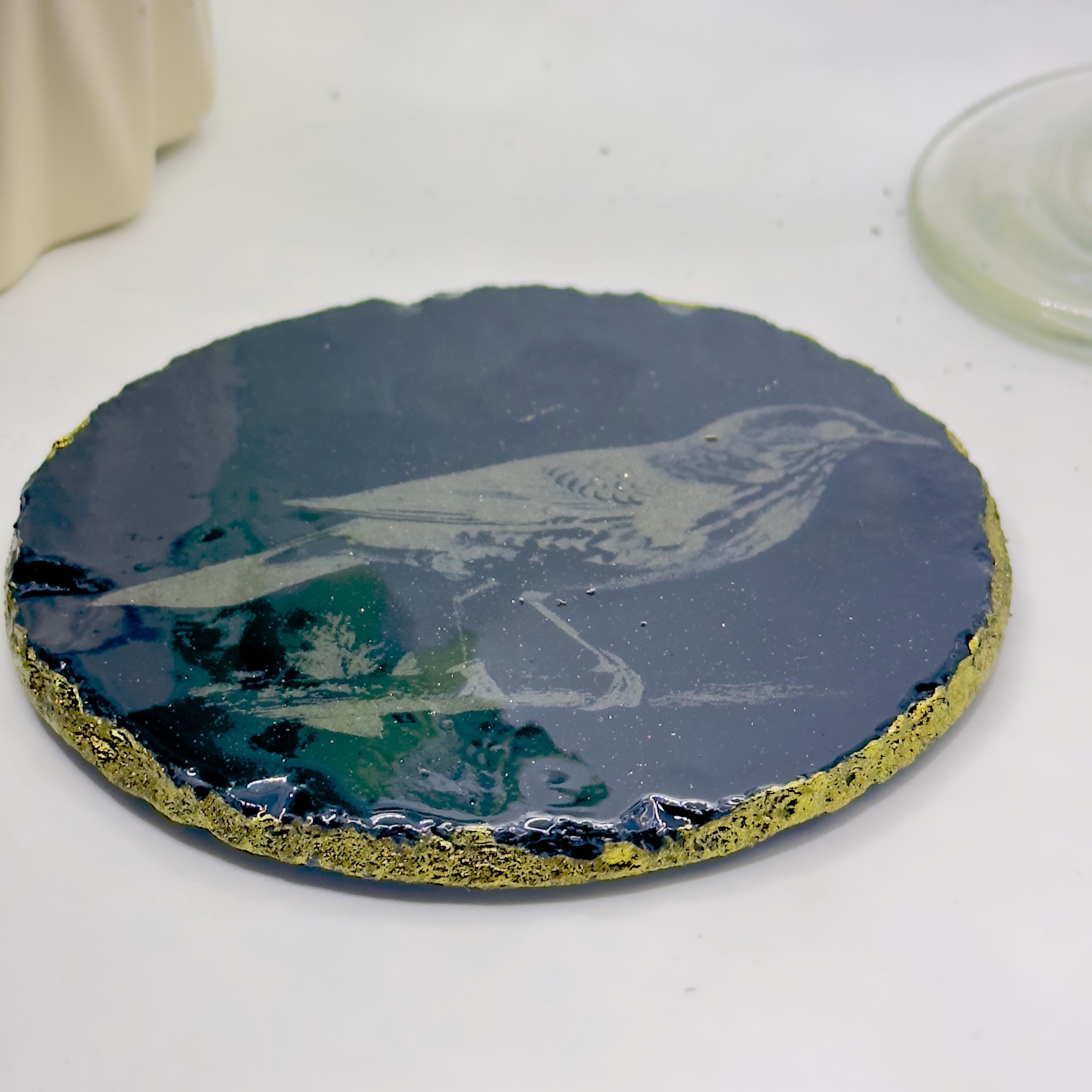 Starling Bird Slate Coaster | Handmade Engraved Wildlife Coaster | British Bird Gift | Nature Lover Home Decor