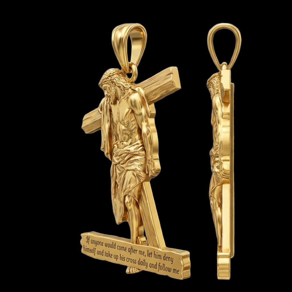 Christ Dragging Cross Pendant – Sterling Silver, Gold, Rose Gold & Vermeil