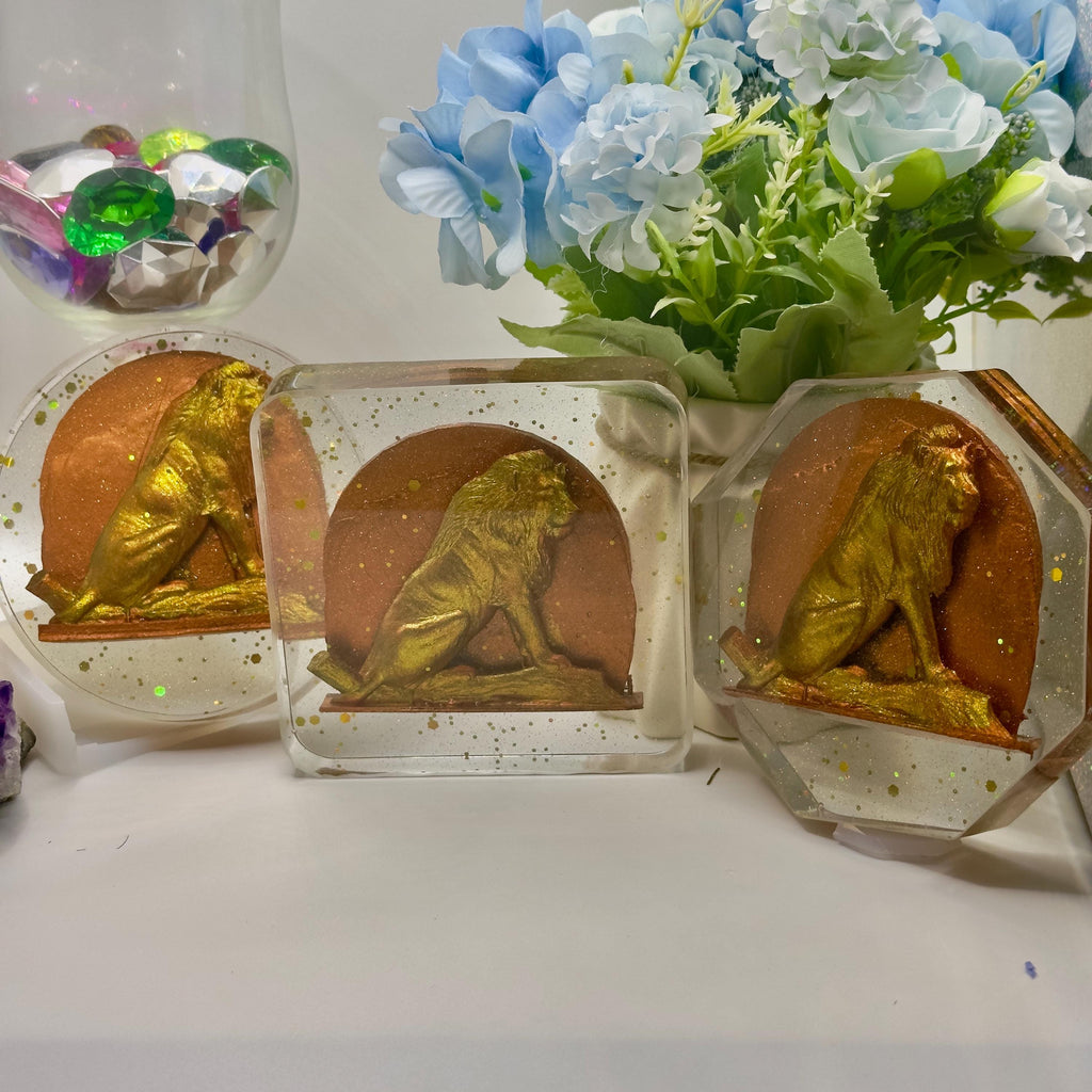 3D Lion Resin Coaster – Handmade Lion Lover Gift, Wildlife Decor, Safari Animal Accessory