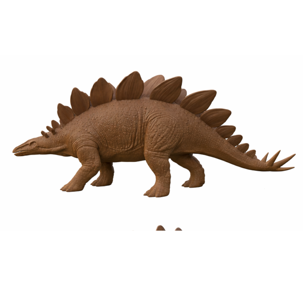 Stegosaurus Dinosaur brooch in smooth nylon by MokshaGoldSculptures, detailed plates and tail spikes, various colors.