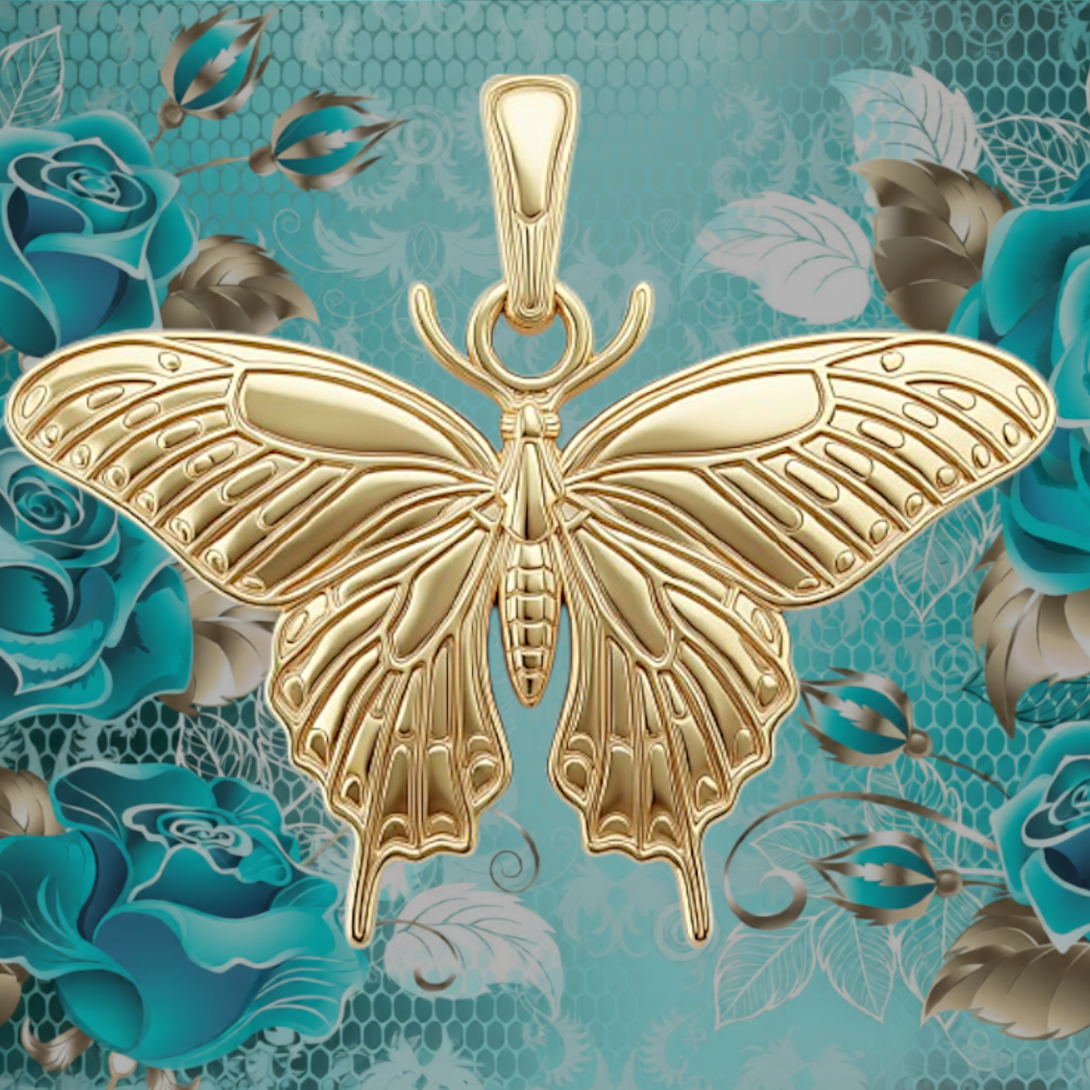 Black Swallowtail Butterfly Pendant – 23x20x5mm – Available in Gold, Silver & Brass