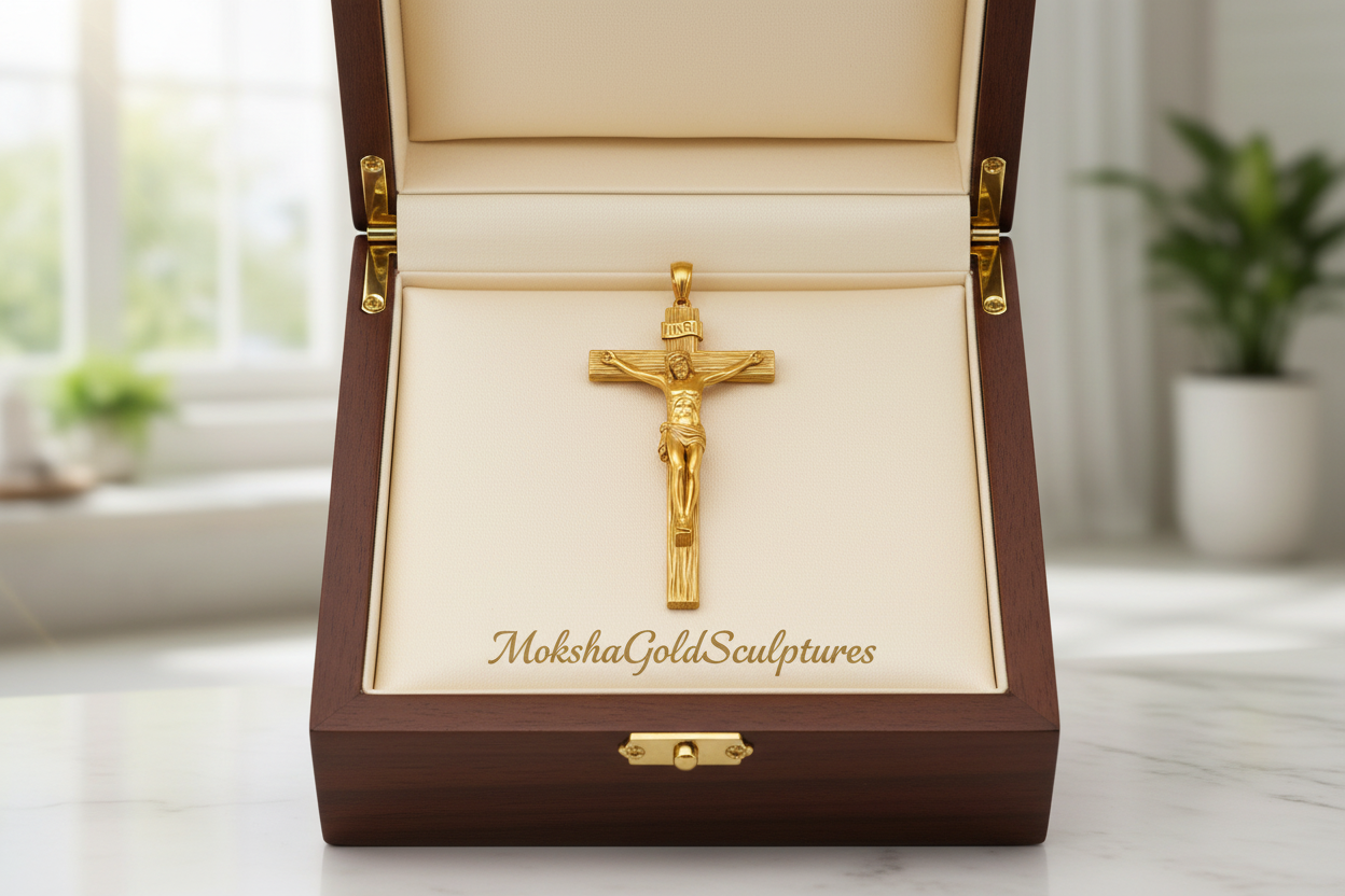 INRI Jesus Crucifix Pendant | Sterling Silver & Brass | Catholic Christian Jewelry | 25mm
