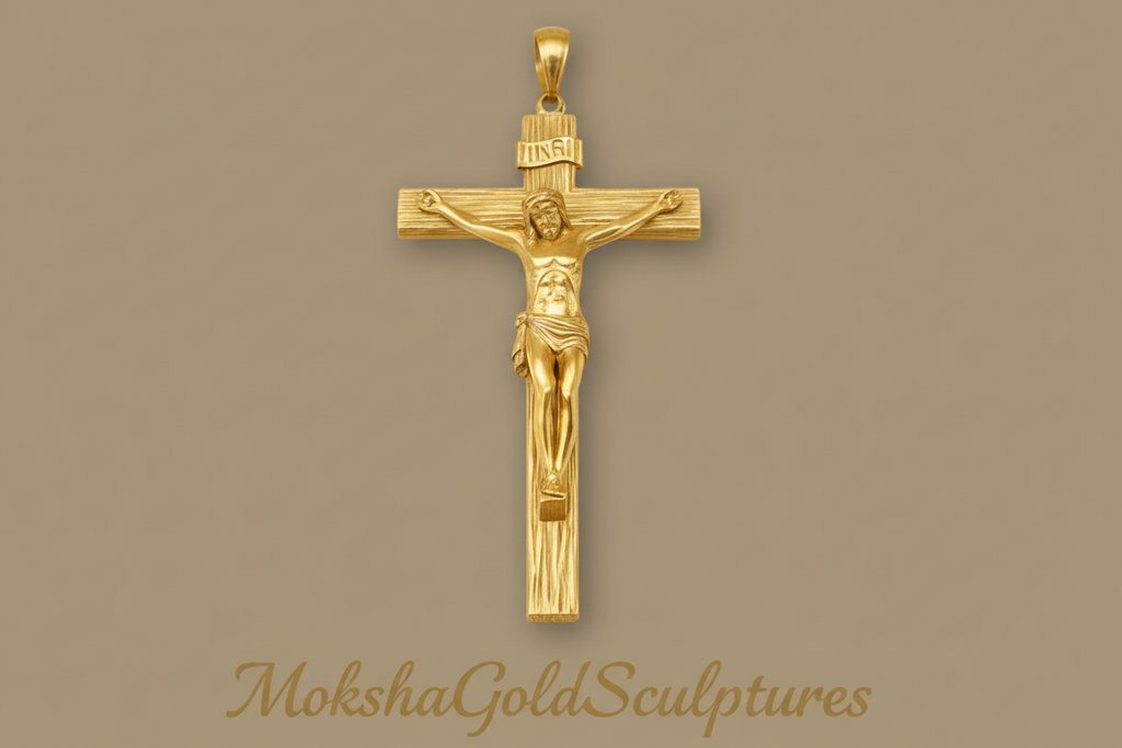 INRI Jesus Crucifix Pendant | Sterling Silver & Brass | Catholic Christian Jewelry | 25mm