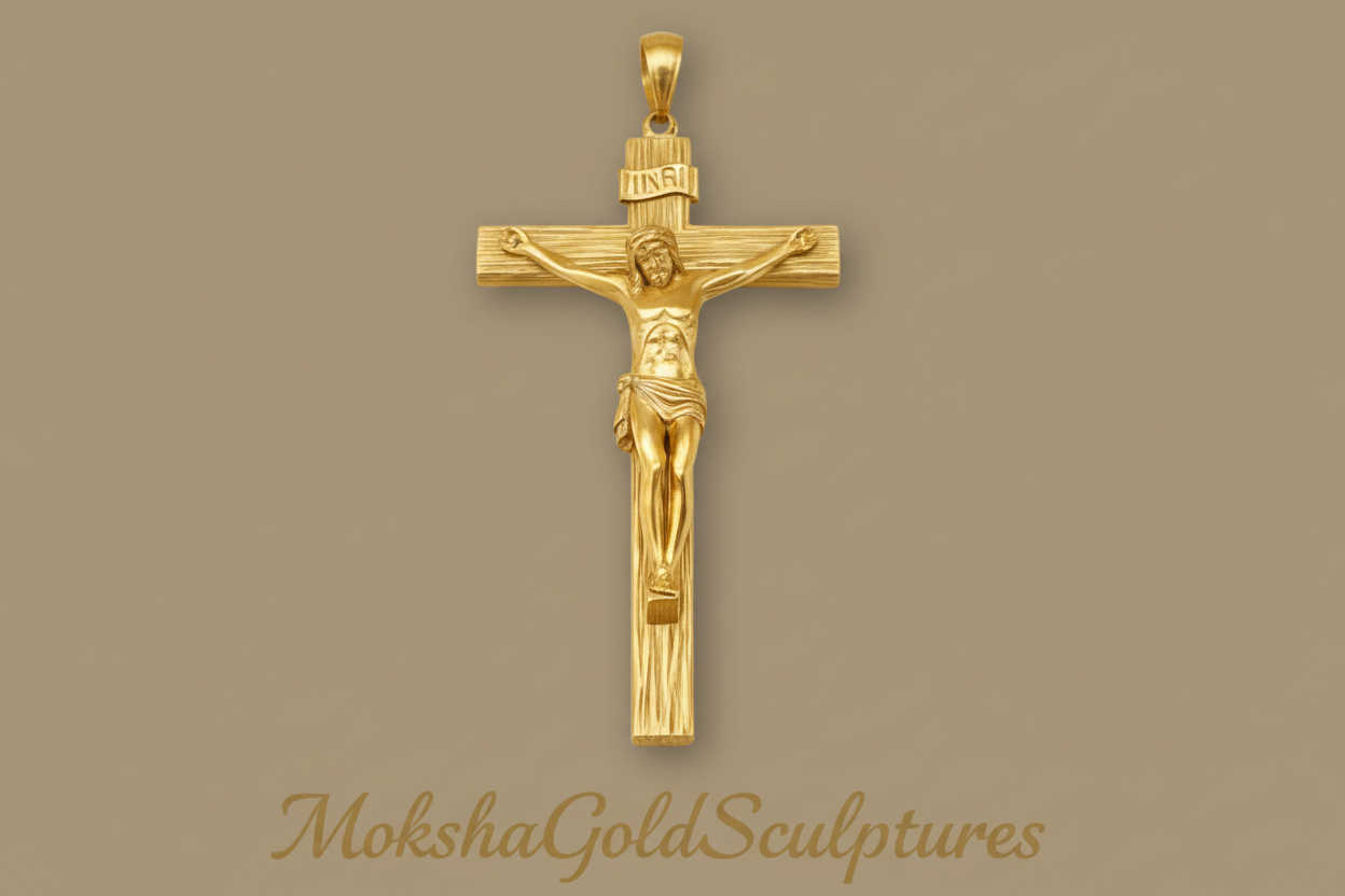 INRI Jesus Crucifix Pendant | Sterling Silver & Brass | Catholic Christian Jewelry | 25mm
