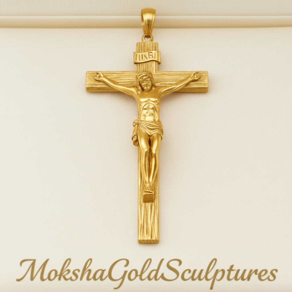 INRI Jesus Crucifix Pendant | Sterling Silver & Brass | Catholic Christian Jewelry | 25mm