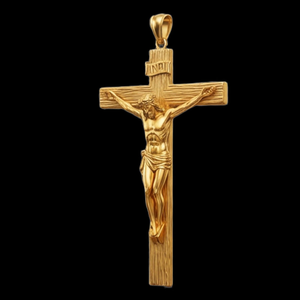 Jesus on the Cross Pendant with INRI – 3D Crucifix Necklace in Gold or Sterling Silver, Faith Religious Jewelry