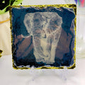 Elephant Slate Coaster Epoxy Resin Finished Handmade Natural Stone Coaster