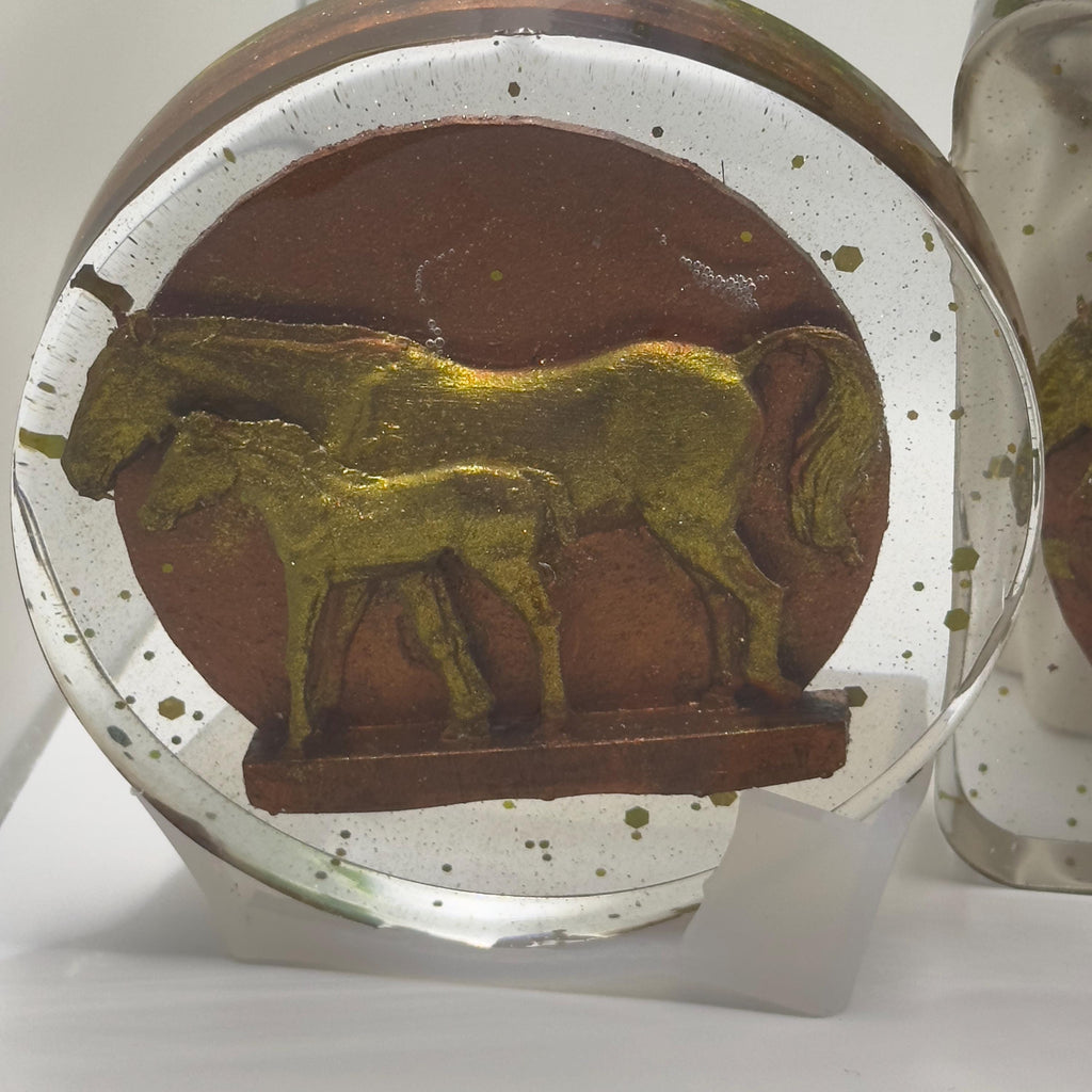 Horse with Pony Resin Coaster – Handmade Equestrian & Animal Lover Gift