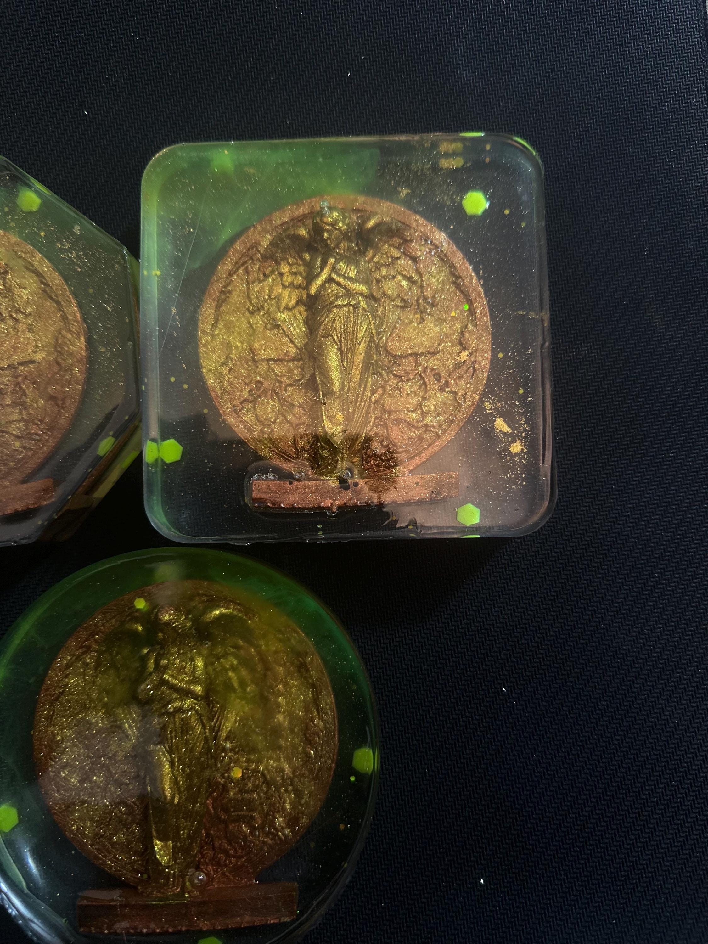 Angel with Wings Coaster Set – Glow in the Dark, Set of 3 Handmade Resin Coasters