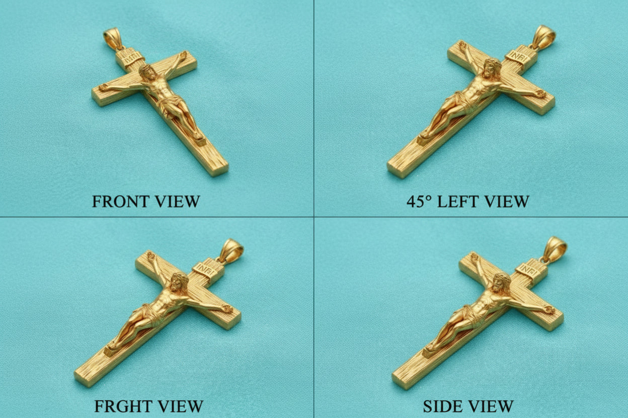 INRI Jesus Crucifix Pendant | Sterling Silver & Brass | Catholic Christian Jewelry | 25mm