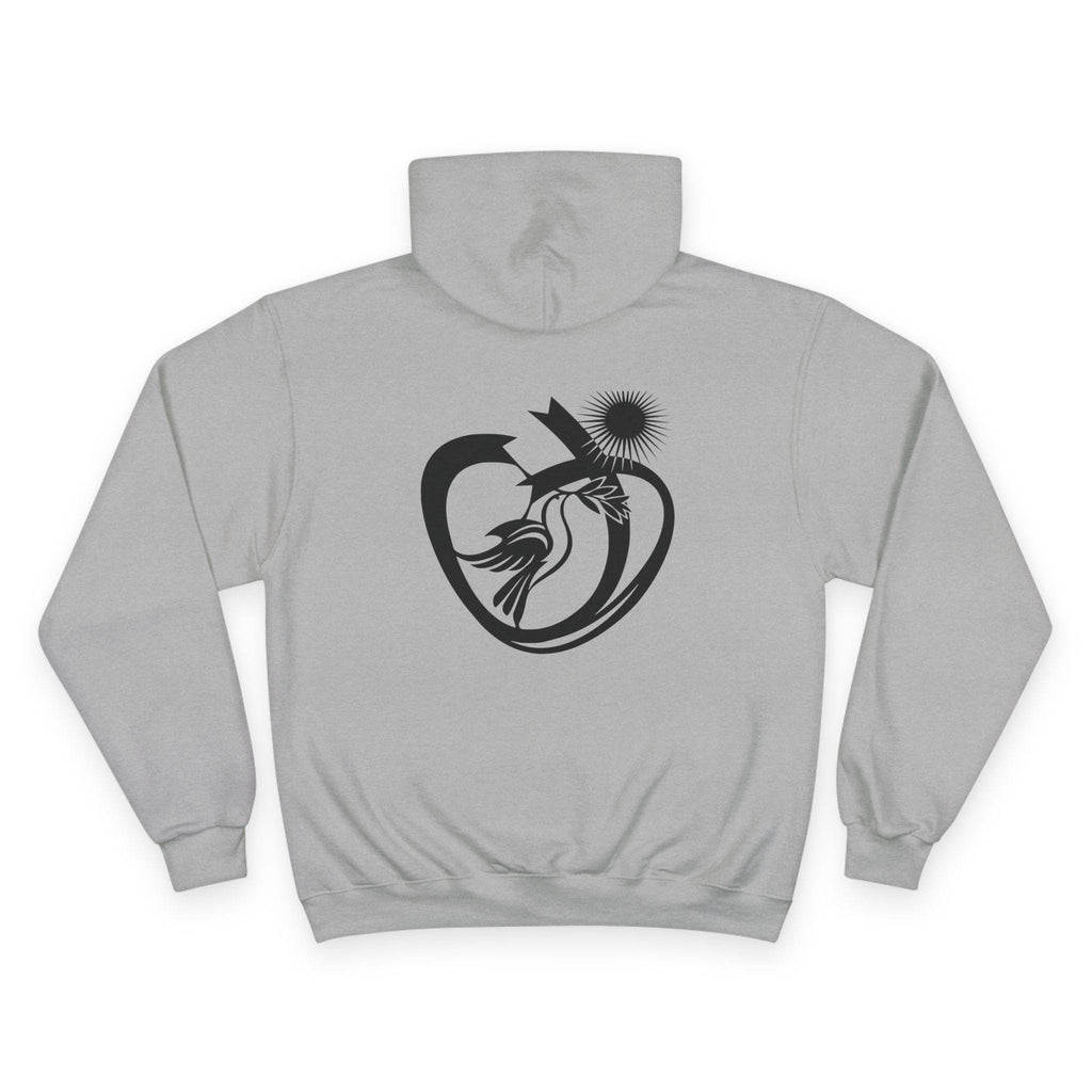 Abstract Heart Sunbird Hoodie | Minimal Monochrome Graphic