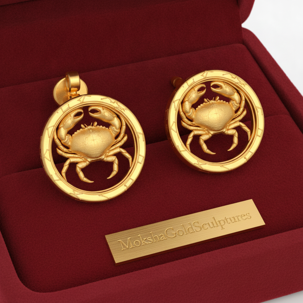 Cancer Zodiac Crab Stud Earrings, 18mm Astrology Earrings, Zodiac Constellation Studs, 9K Gold, Sterling Silver or Yellow Brass, Cancer Gift