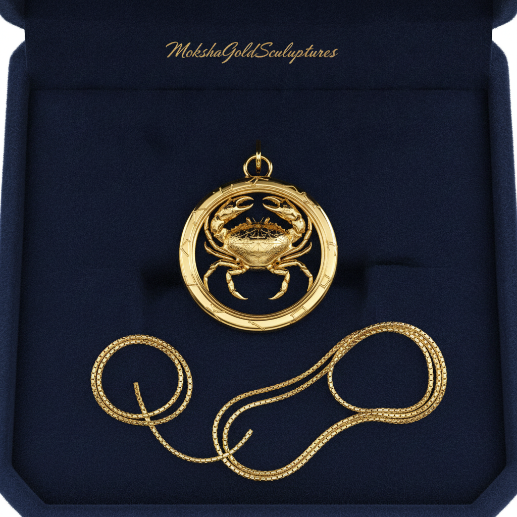 Cancer Zodiac Crab Pendant Necklace, 25mm Astrology Necklace, Cancer Constellation Jewellery, 9K Gold, Sterling Silver or Yellow Brass, Zodiac Gift
