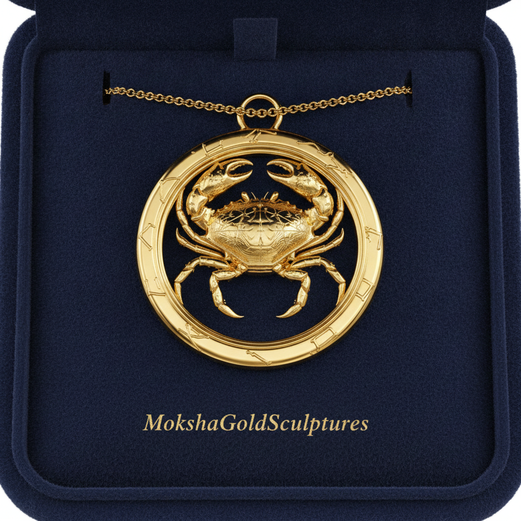 Cancer Zodiac Crab Pendant Necklace, 30mm Astrology Necklace, Cancer Constellation Jewellery, 9K Gold, Sterling Silver or Yellow Brass, Zodiac Gift