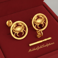 Cancer Zodiac Crab Stud Earrings, 18mm Astrology Earrings, Zodiac Constellation Studs, 9K Gold, Sterling Silver or Yellow Brass, Cancer Gift