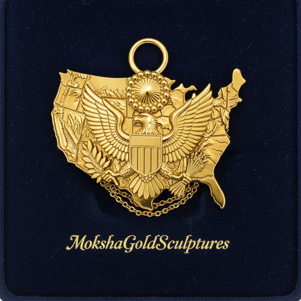 USA Eagle Map Pendant Necklace, 250th Anniversary America Necklace, 9K Gold, Sterling Silver or Brass, Patriotic Gift, USA Map Jewellery