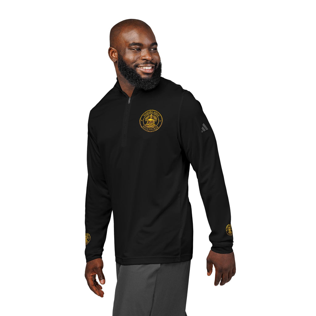 Embroidered adidas Quarter-Zip Pullover — White Performance Jacket with Crest