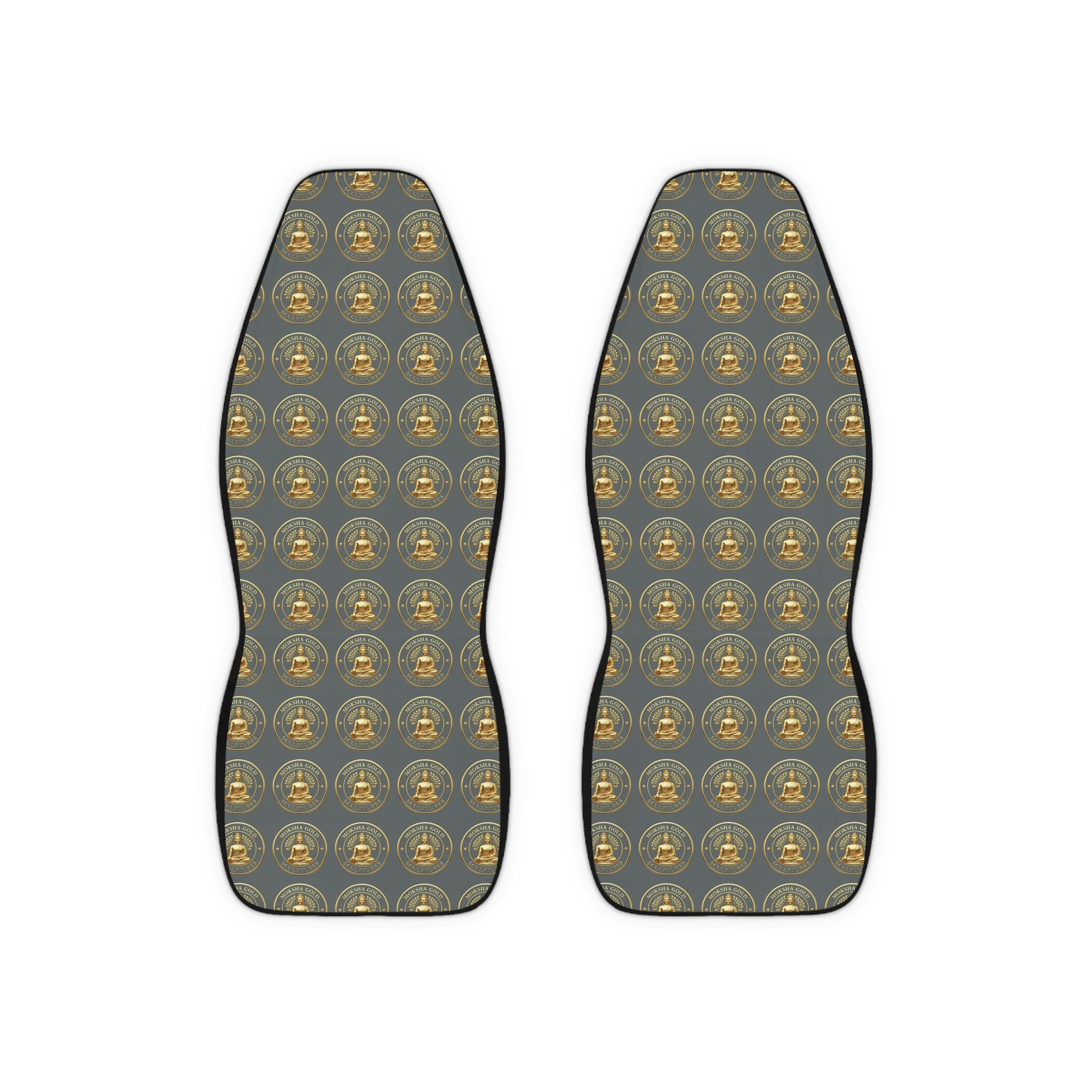 Gold Buddha Pattern Car Seat Covers — Polyester Front Seat Protector