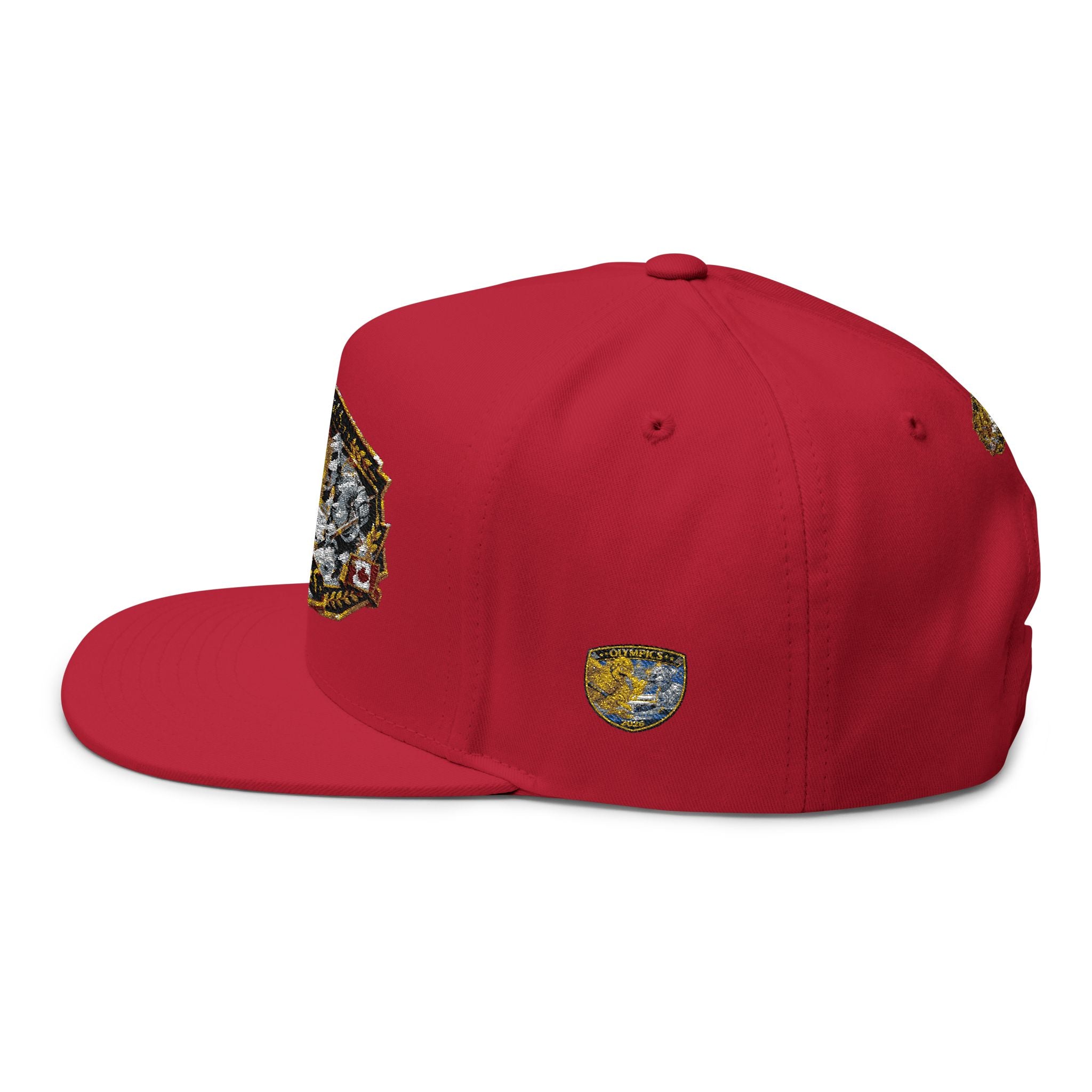 Embroidered 2020 Olympics Flat Bill Cap — Gold Laurel Athlete Patch