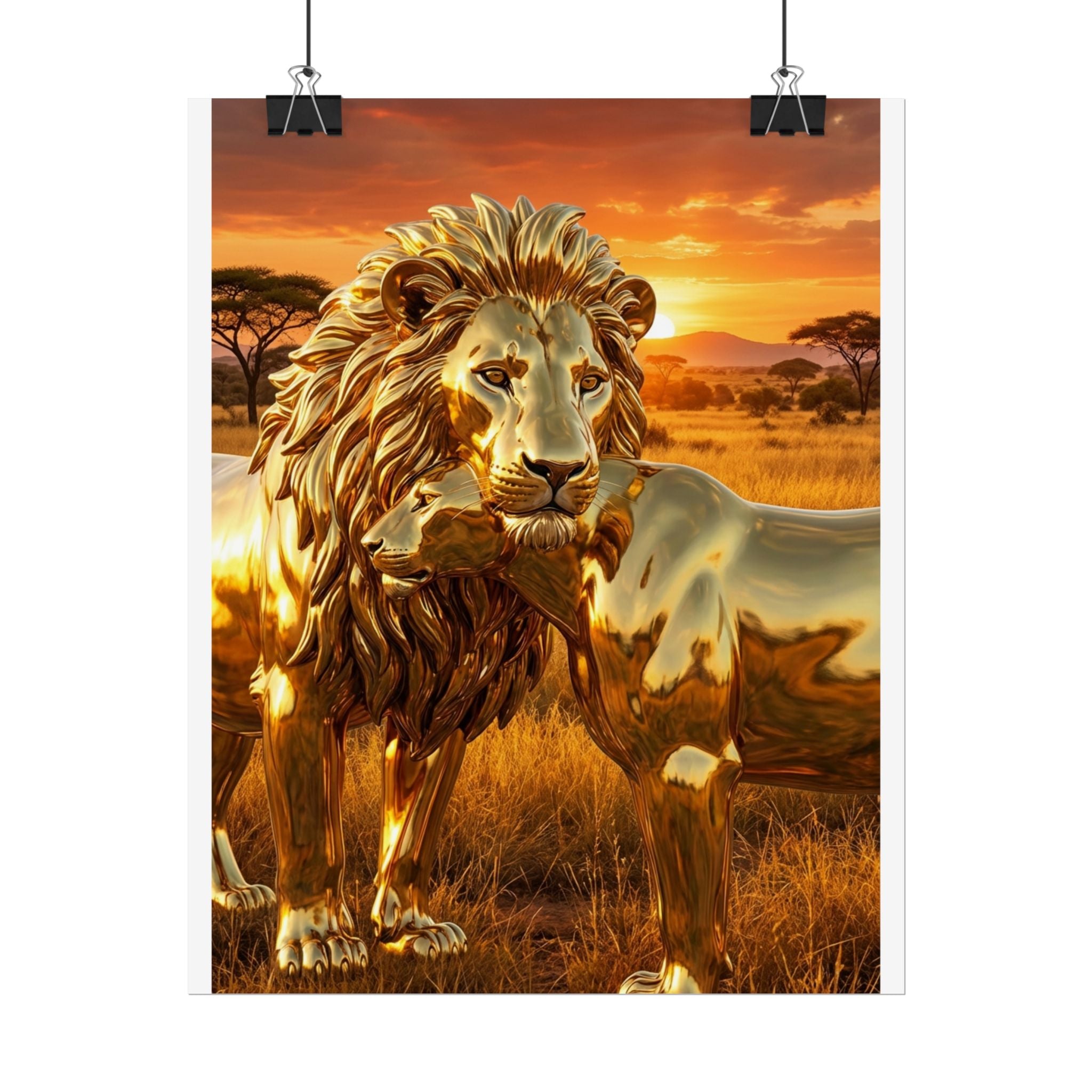 Gold Lion Sunset Poster