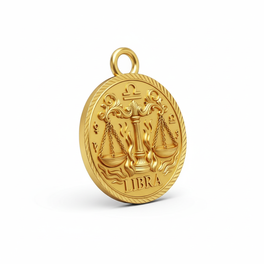Libra Zodiac Necklace Pendant – Constellation Astrology Jewelry, 3D Printed Gold/Silver/Brass Pendant