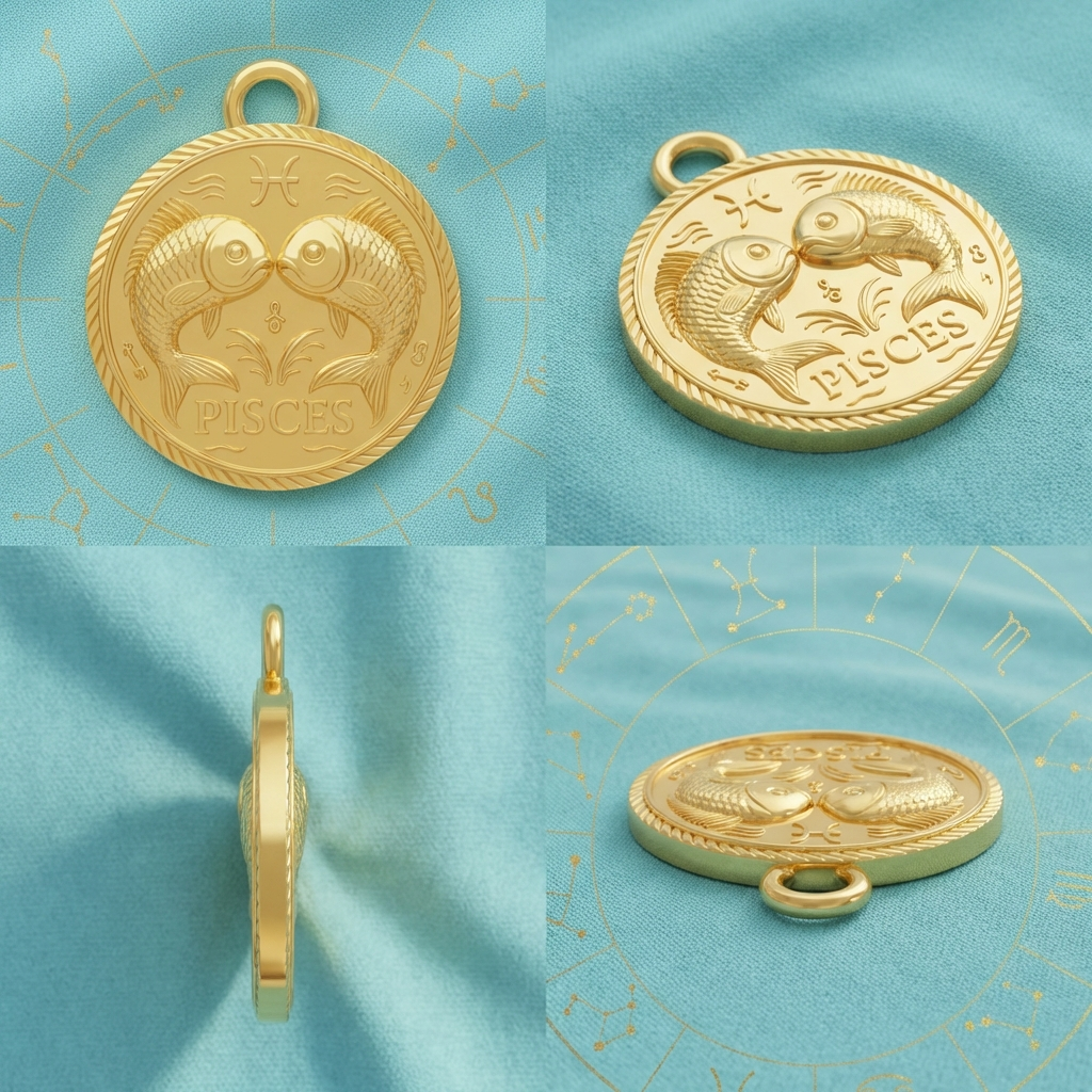 Pisces Zodiac Necklace Pendant – Constellation Astrology Jewelry, 3D Printed Gold/Silver/Brass Pendant