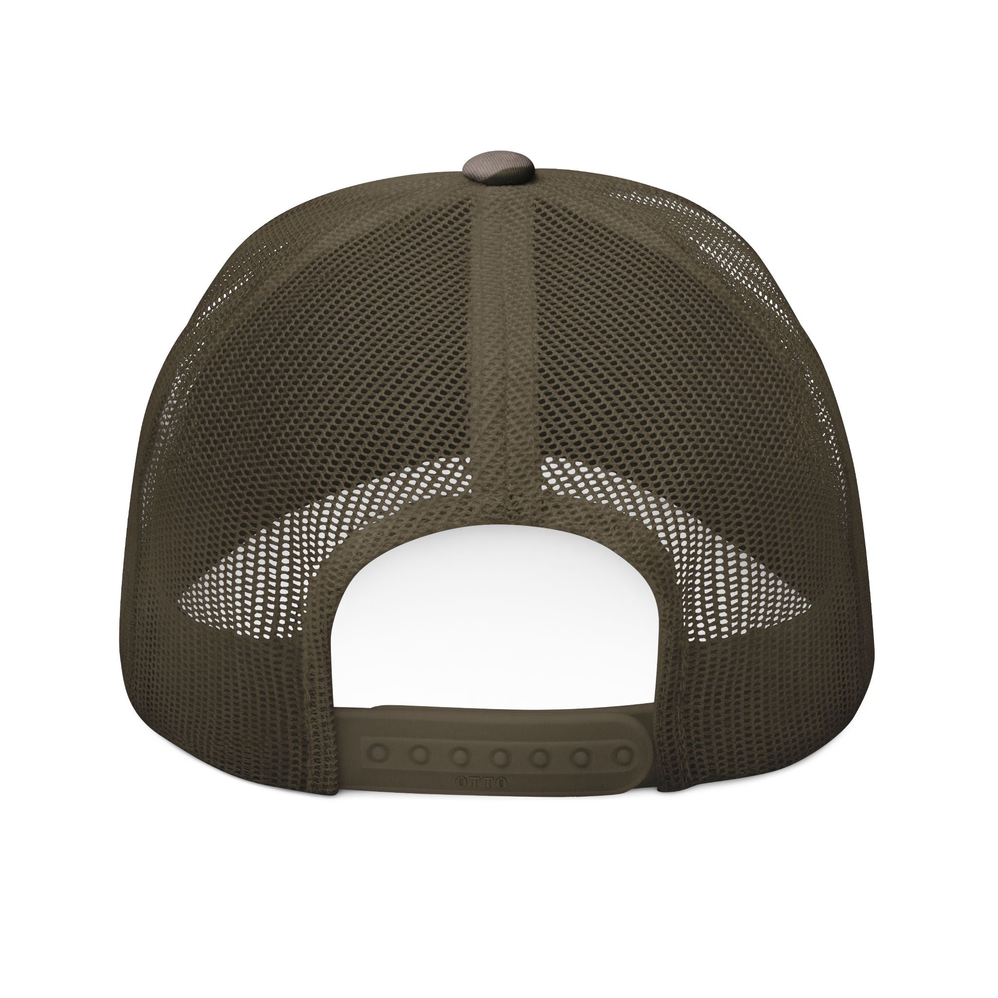 Camouflage Trucker Hat — Embroidered Gold Belt Patch
