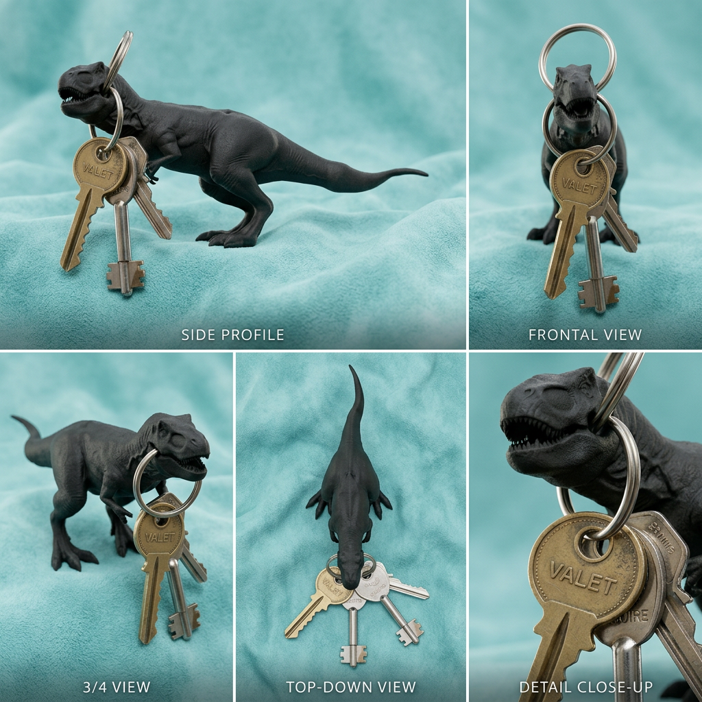 T-Rex Keychain Charm – Flexible TPU Dinosaur Tag | 3D Printed Keyring Pendant | PLA Nylon Options | Bag Charm Gift