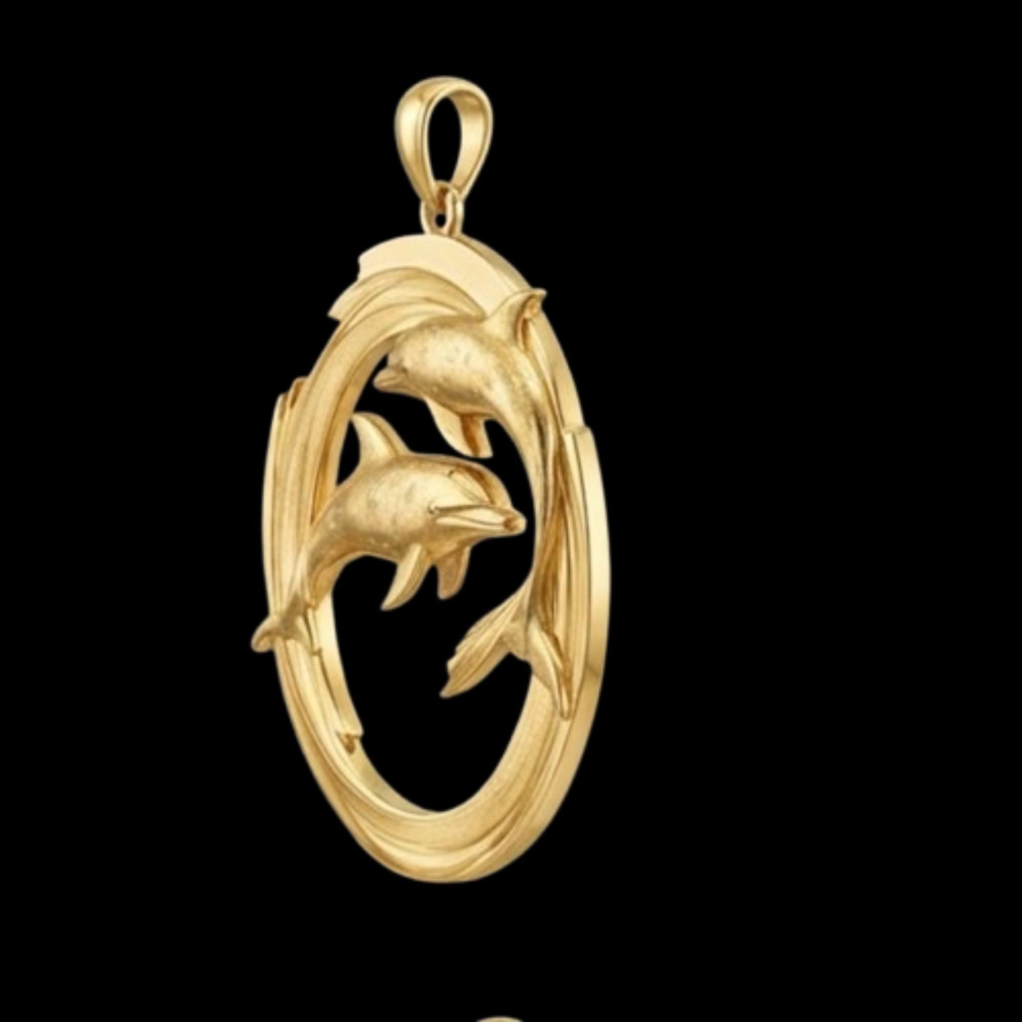 Gold Dolphin Pendant Necklace – Sterling Silver Ocean Jewelry