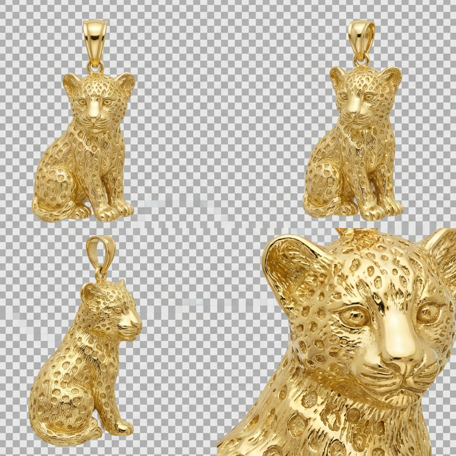 Leopard Cub Pendant – Gold, Silver & Brass Jewelry, Animal Charm, Gift for Wildlife and Jewelry Lovers